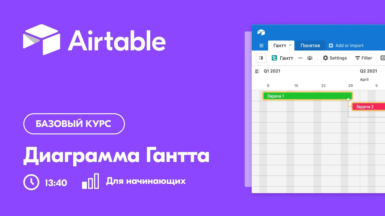 Диаграмма Гантта в Airtable // Бесплатный базовый курс Airtable