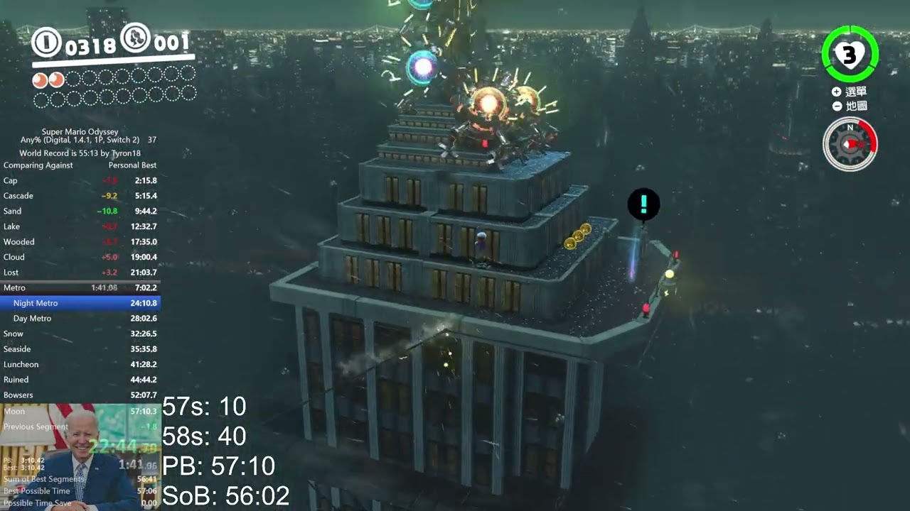 Super Mario Odyssey Night Metro Speedrun in 3:09.06 (56:01)