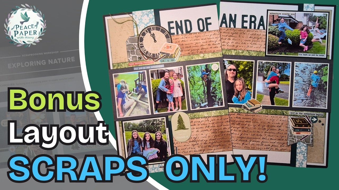 Only Scraps and Random End Of School Photos... Can I Make It WORK? | Exploring Nature Bonus Layout