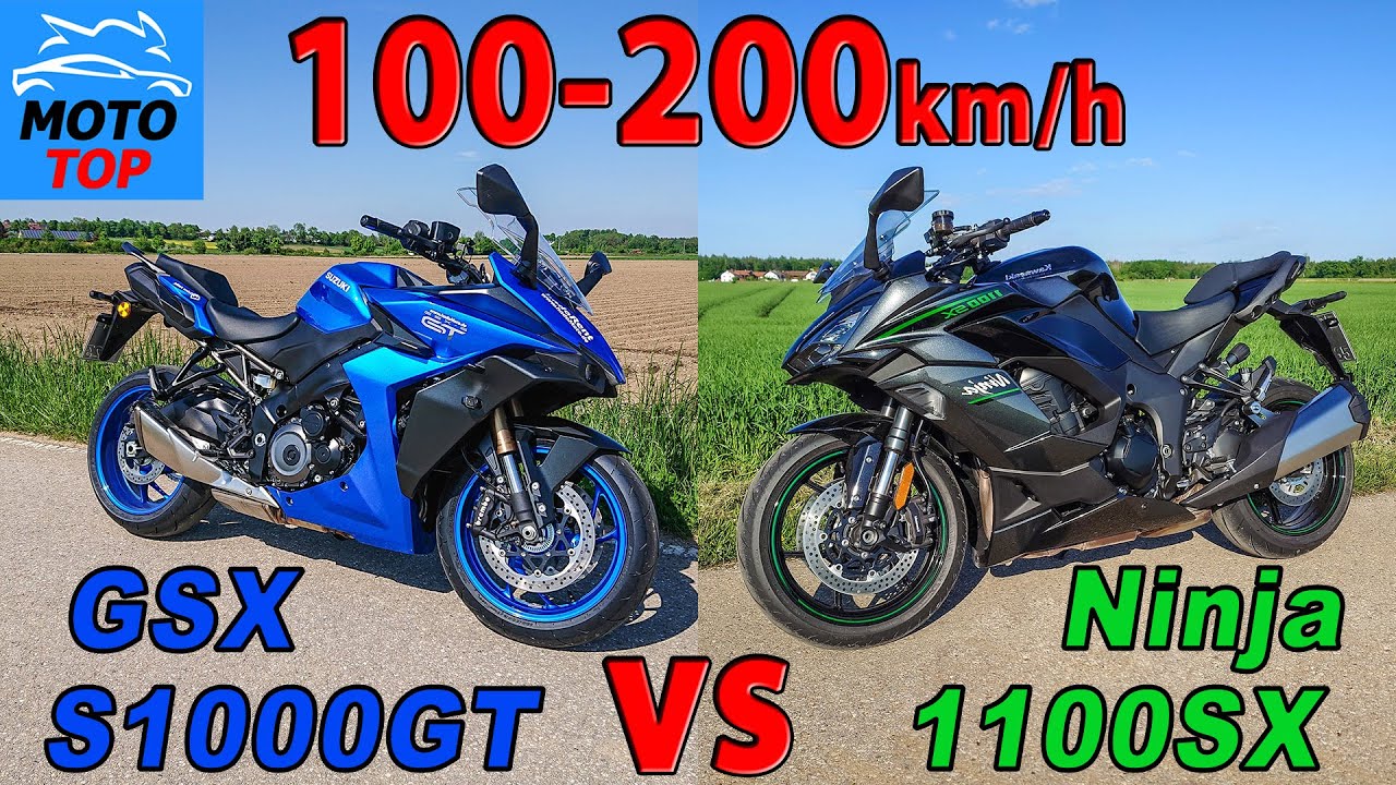 Suzuki GSX-S1000GT vs Kawasaki Ninja 1100SX - 100-200km/h  Comparison - Gopro GPS measured