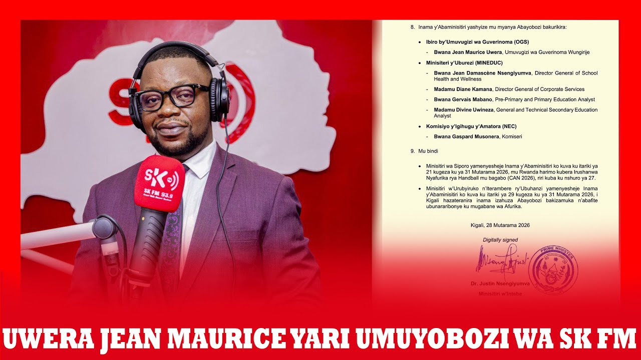 UBUTUMWA BWA UWERA JEAN MAURICE NYUMA YO GUHABWA INSHINGANO NA GUVERINOMA Y'U RWANDA