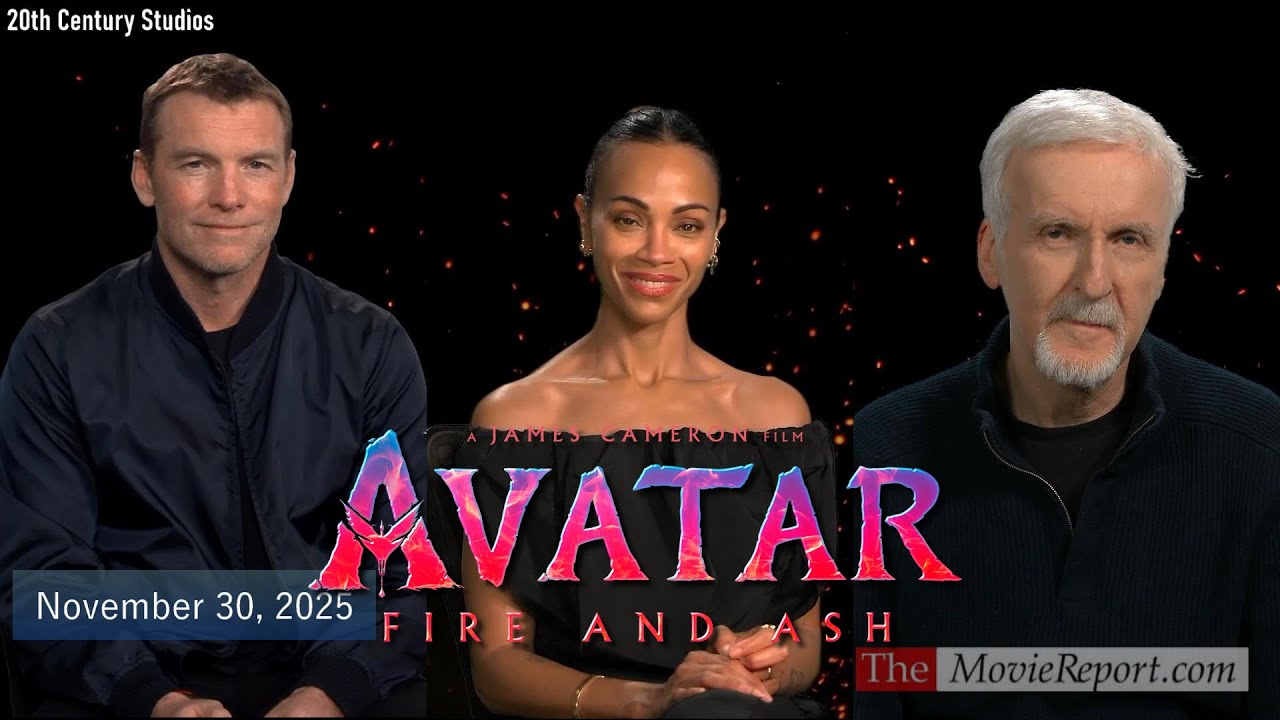 AVATAR FIRE AND ASH interviews Zoe Saldaña, Sam Worthington, James Cameron, cast - November 30, 2025