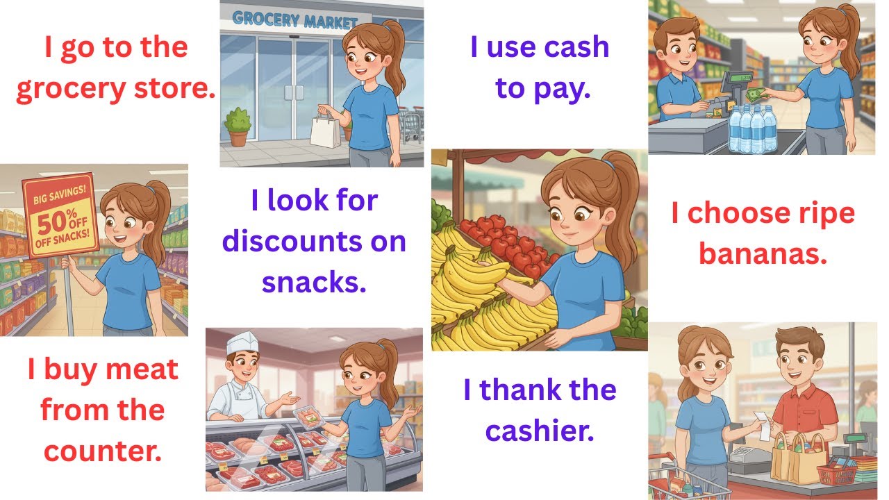 50 Daily Use English Sentences for Grocery Shopping | English Speaking Practice