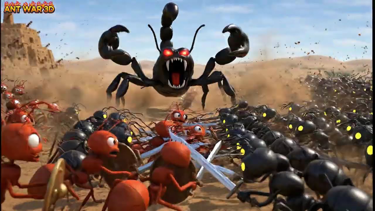 ANT WAR 3D – Red Ants vs Black Ants & Giant Scorpion | Epic Insect Battle