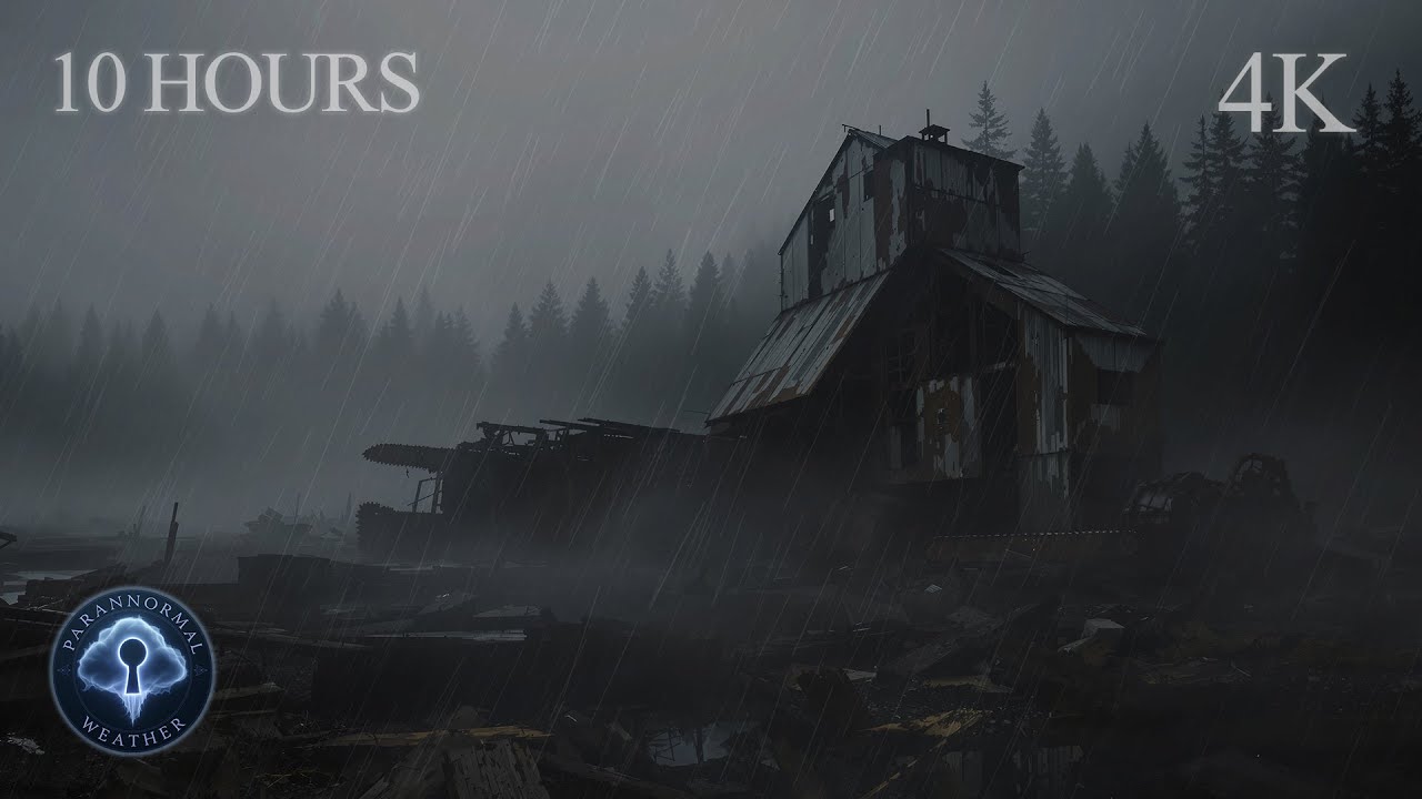 Abandoned Sawmill | 10 Hours of Creepy Rain and Thunderstorm in a Fog-Covered Ruin