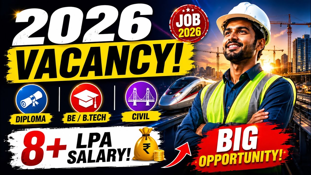 Civil Engineering Jobs 2026 🔥 Diploma, BE, B.Tech Vacancy | High Salary ₹40,000&ndash;₹1.2 Lakh