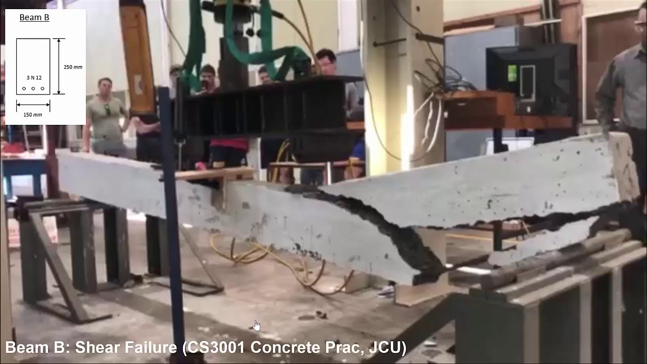 Shear Failure video of a reinforced concrete beam.