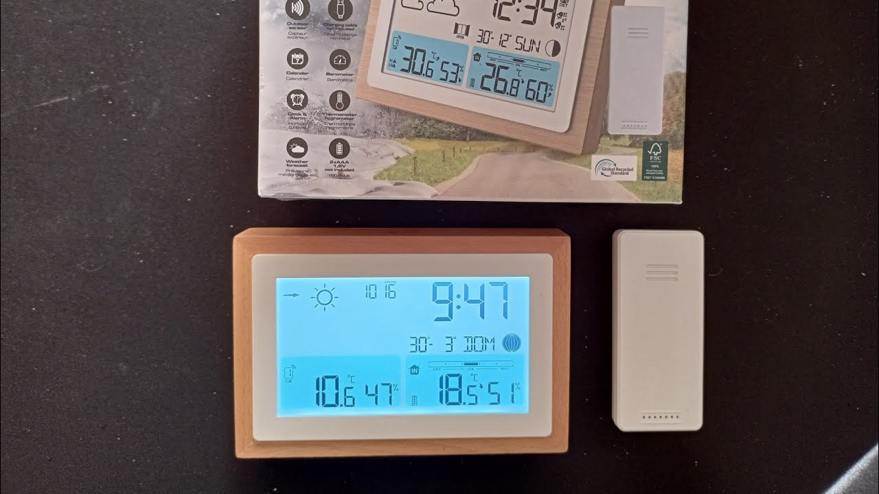 Estación meteorológica usb-c Nortec (tiendas Action) con reloj, alarma, avisos, presión atmosférica