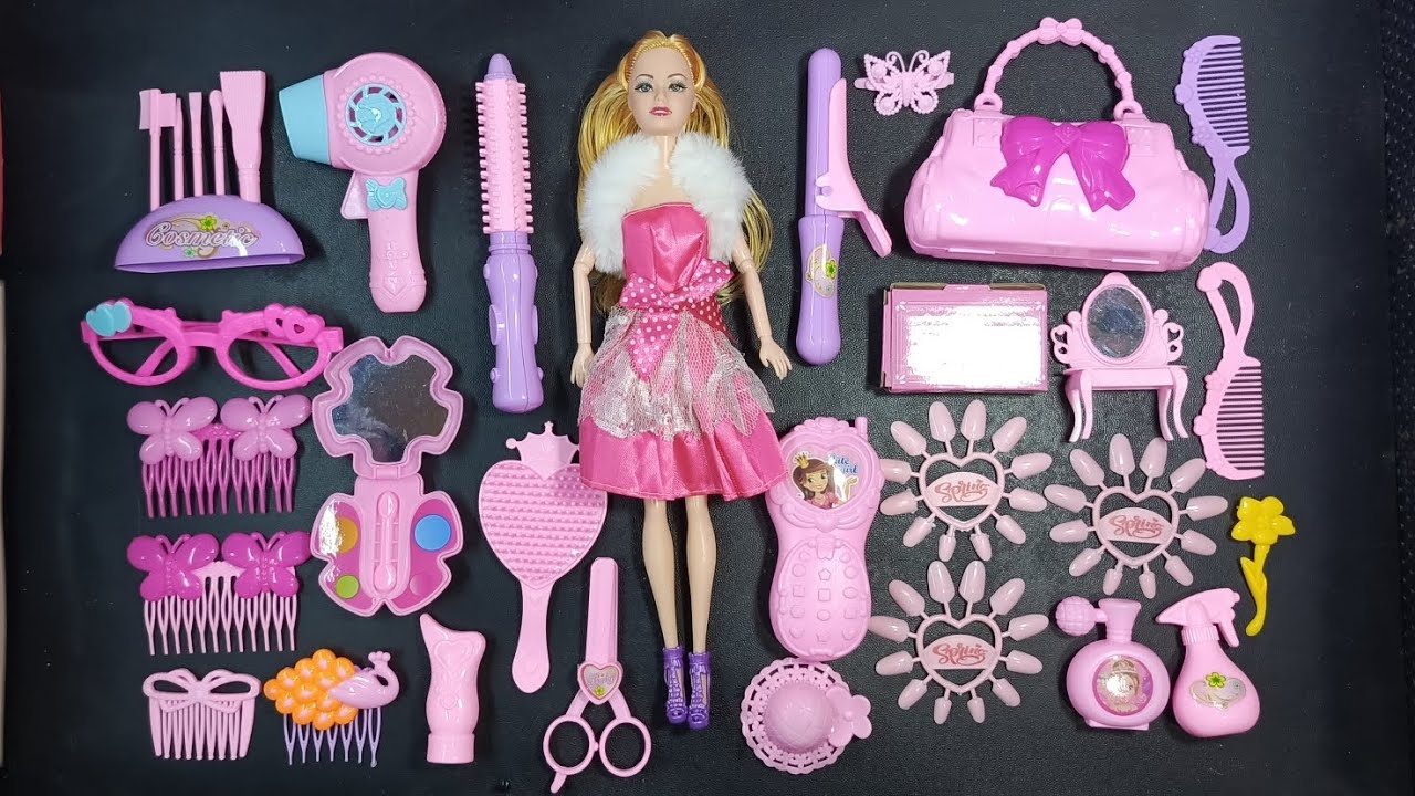 ASMR Toys 10:30 Minutes Satisfying with Pink Barbie Fashion and Make Up Set Toys