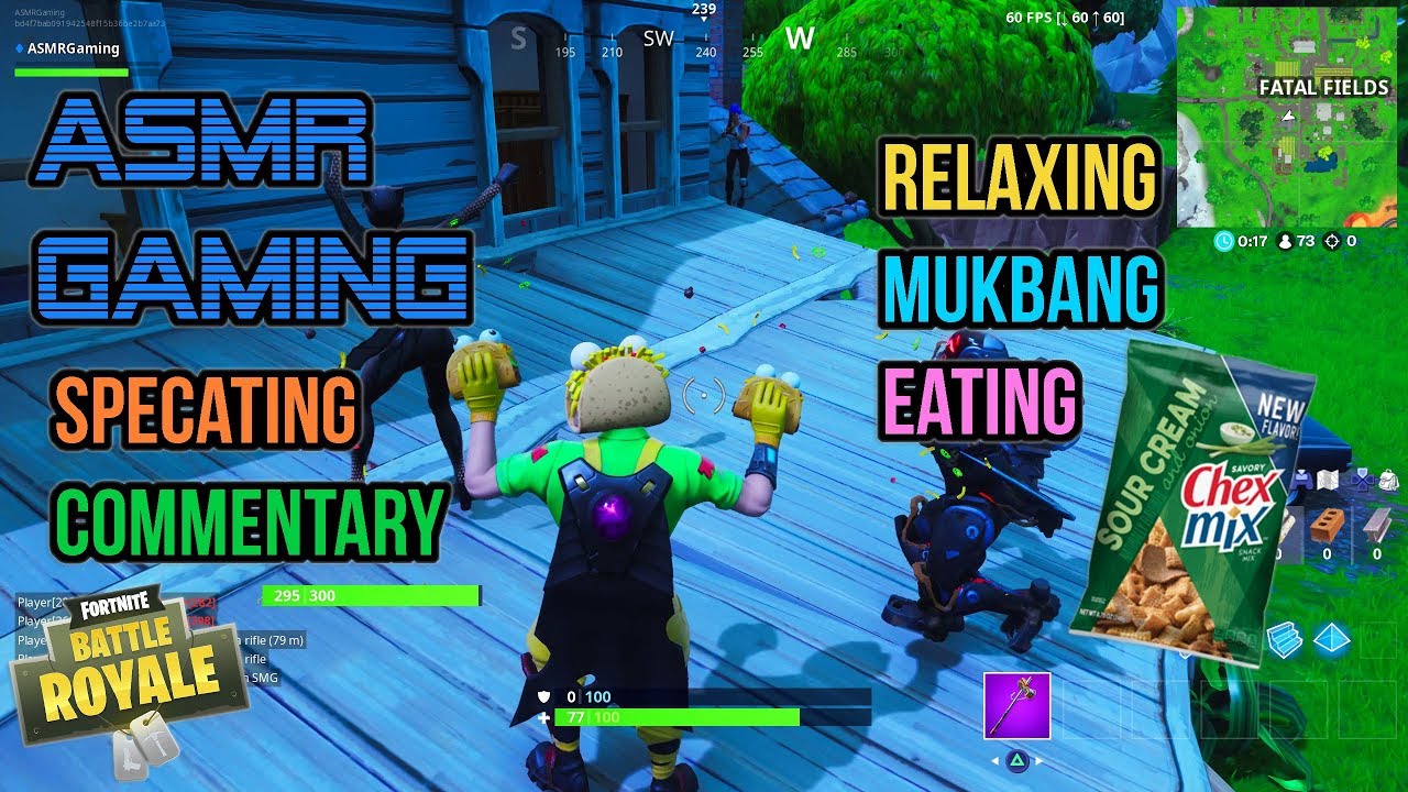 ASMR Gaming | Fortnite Mukbang Eating Crunchy Chex Mix Commentary 먹방 🎮🎧 Relaxing Whispering😴💤