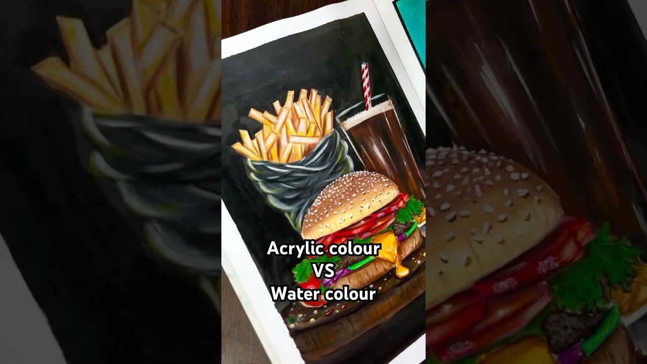 5 Simple Differences between Watercolour & Acrylic Colour🤫 #shorts ￼#Trending