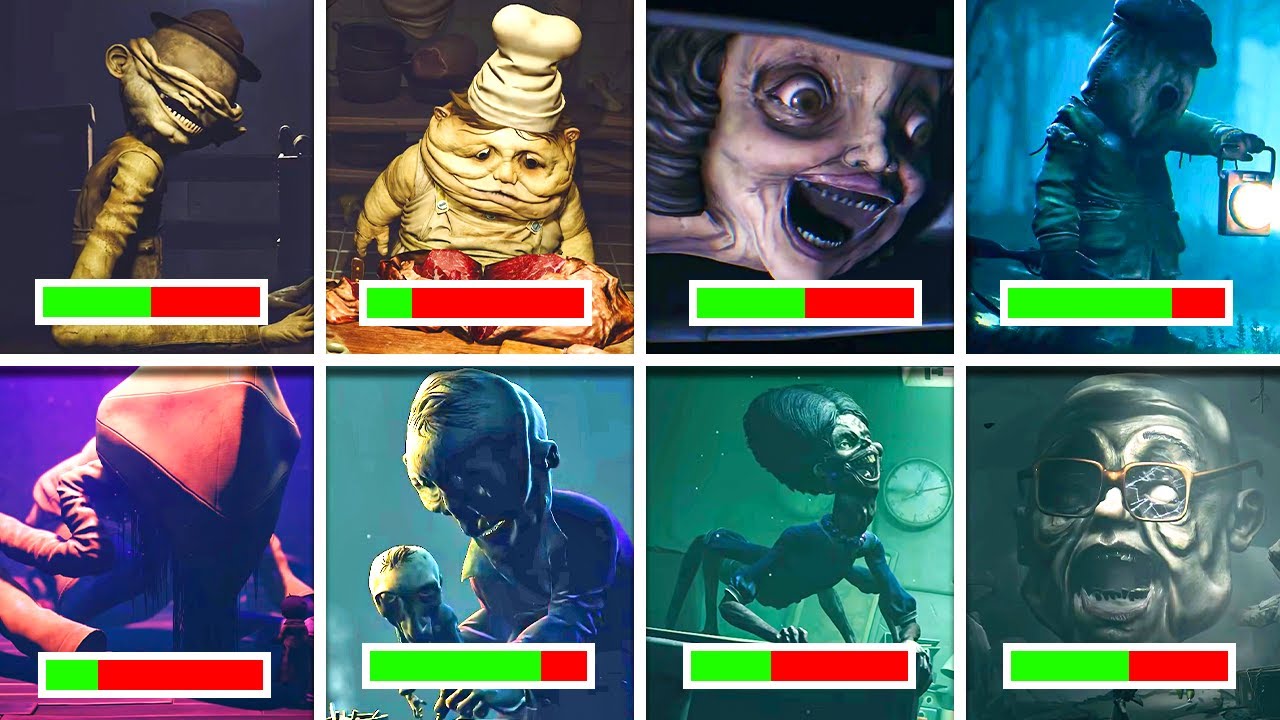 Little Nightmares 1,2,3 - All BOSSES With HEALTHBARS