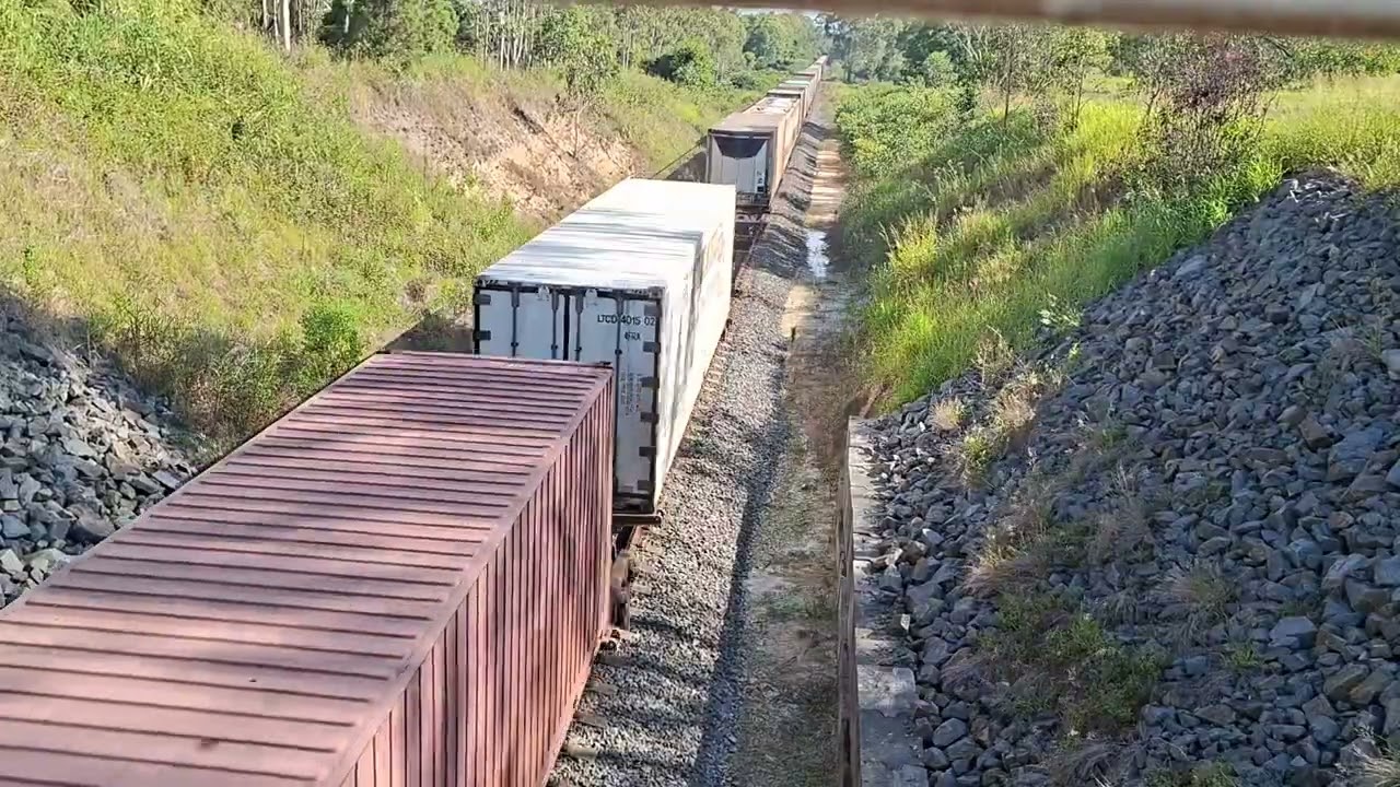 SCT freight train at Josephville before SCT Logistics Bromelton site Queensland on Australia Day