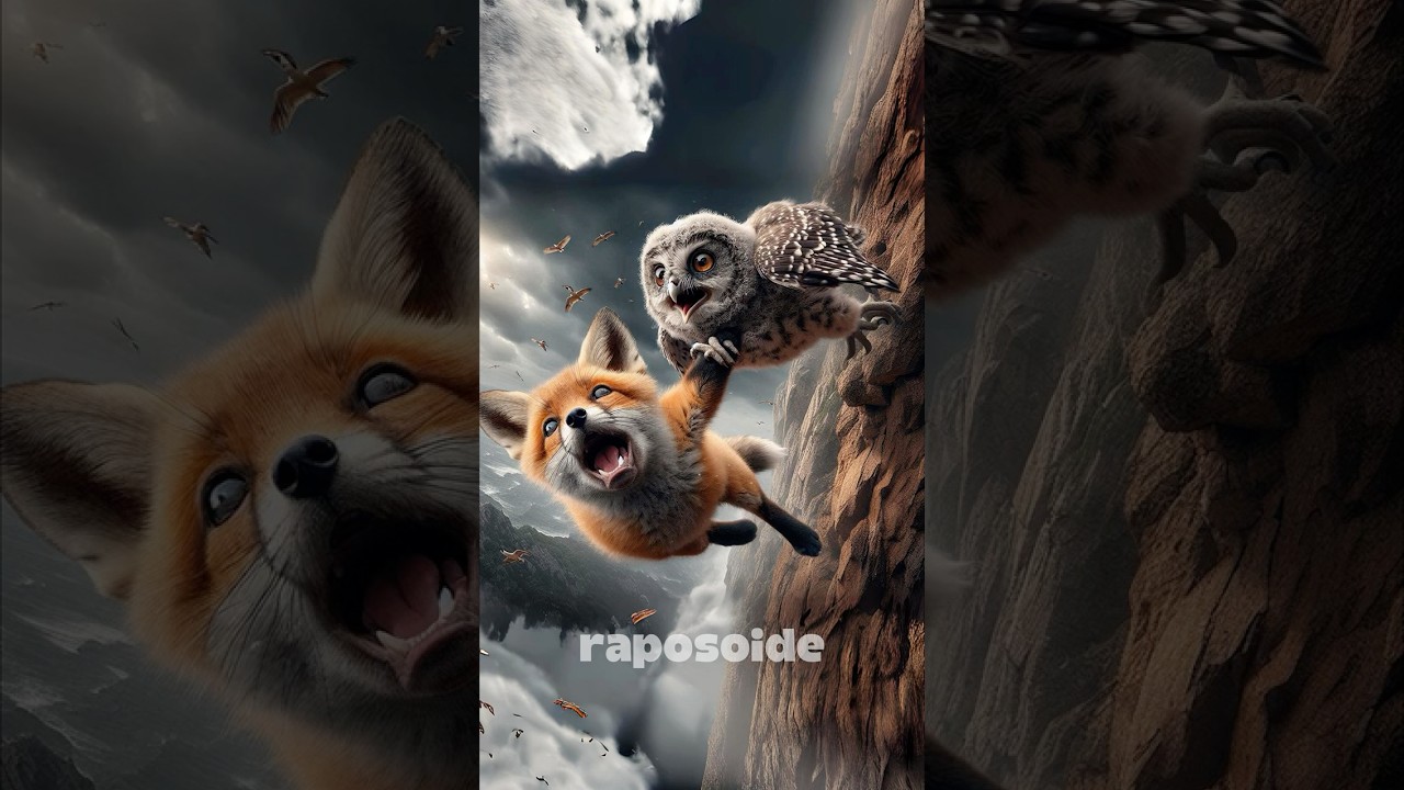 Cute fox helps a poor and injured baby owl 🦊 #foxrescue  #cuteanimals  #animalrescue #shorts