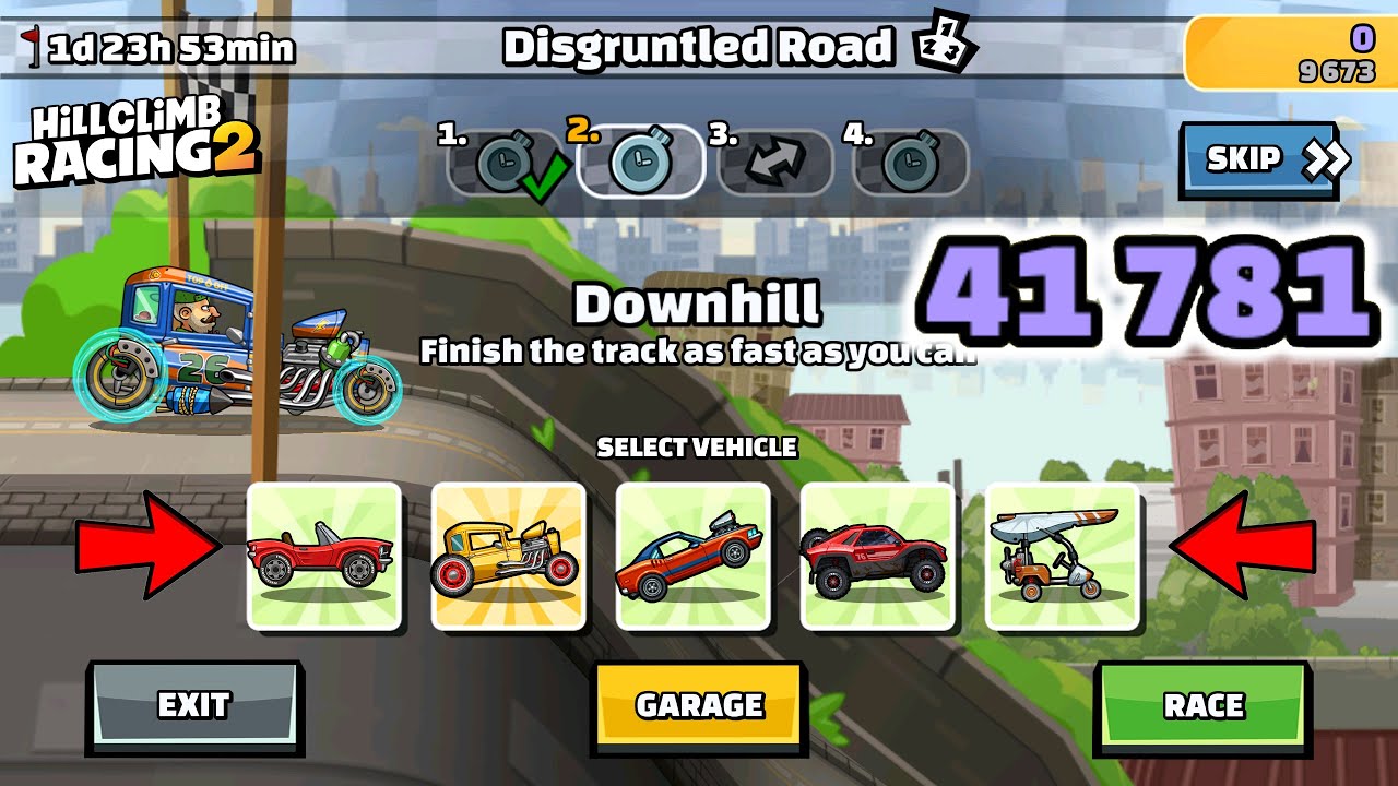 Hill Climb Racing 2 - 41781 (42338) points in DISGRUNTLED ROAD Team Event
