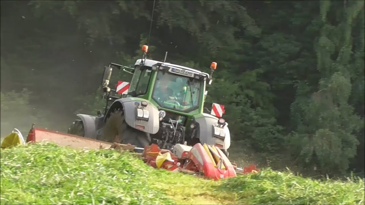 Gras mähen/ Rückfahreinrichtung/ Fendt 828 Vario + Pöttinger