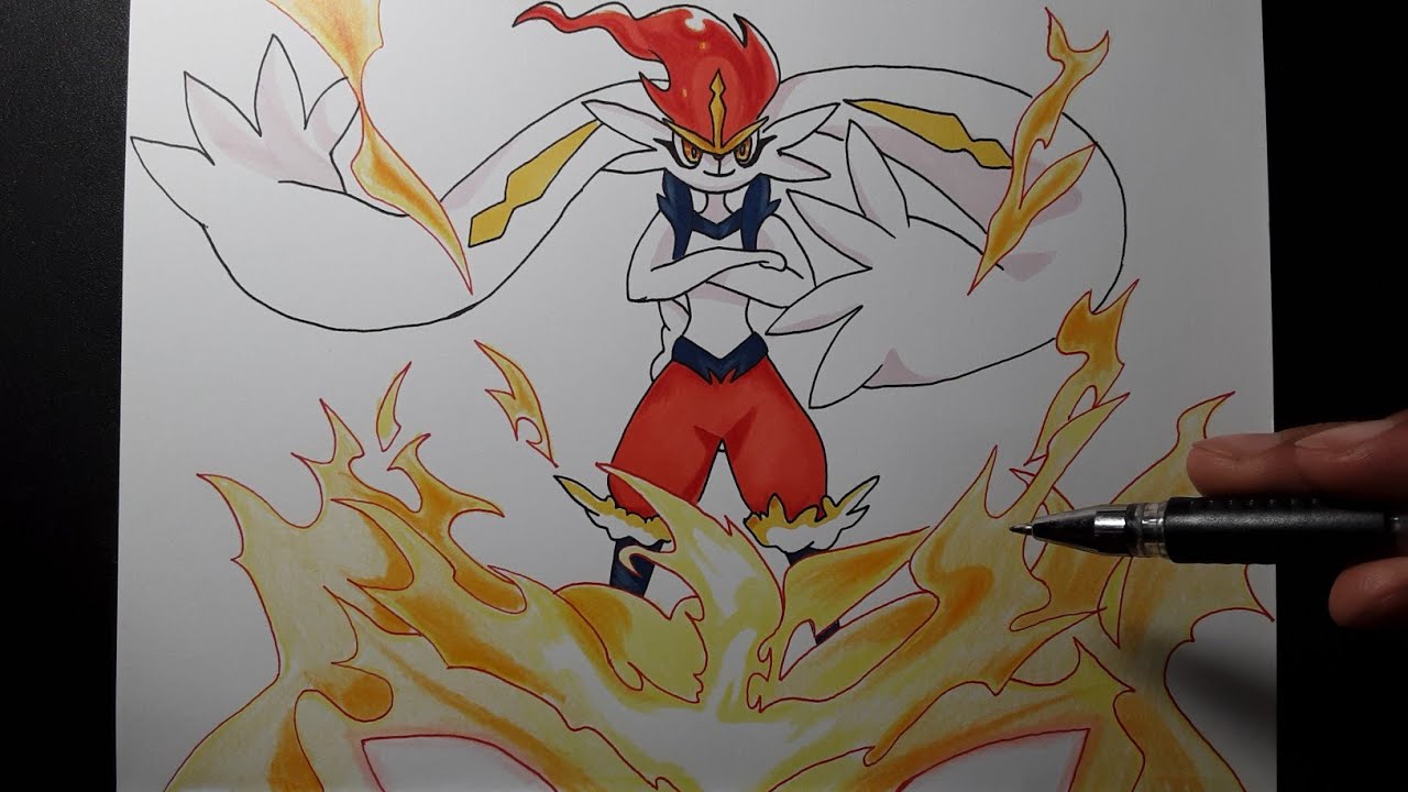 How to draw Gigantamax Cinderace step by step cách vẽ cinderace - Pokemon