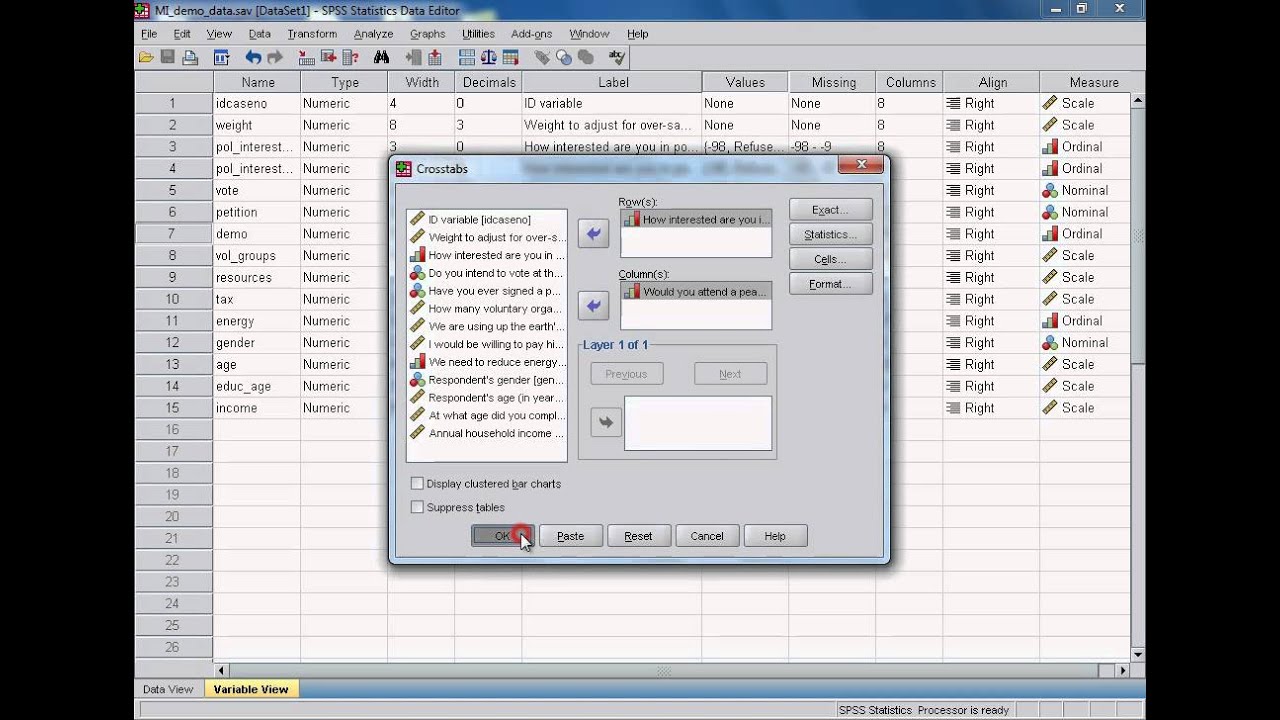 SPSS Tutorials: Three-Way Cross-Tab and Chi-Square Statistic for Two Categorical Variables
