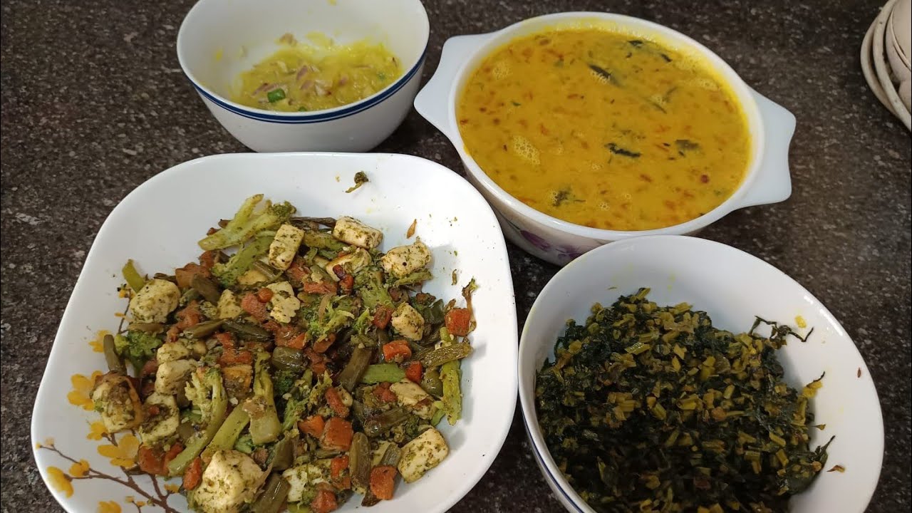 Stir Fried Broccoli with Paneer, Dal & Aloo chokha