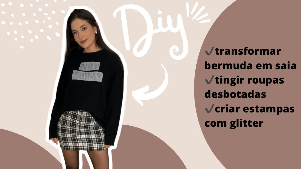 TRANSFORMANDO ROUPAS DE BRECHÓ | como transformar bermuda em saia, como tingir ou pintar roupas!