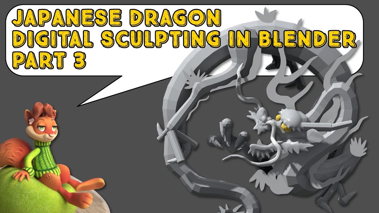 Part 3: Japanese Dragon Digital Sculpting in Blender