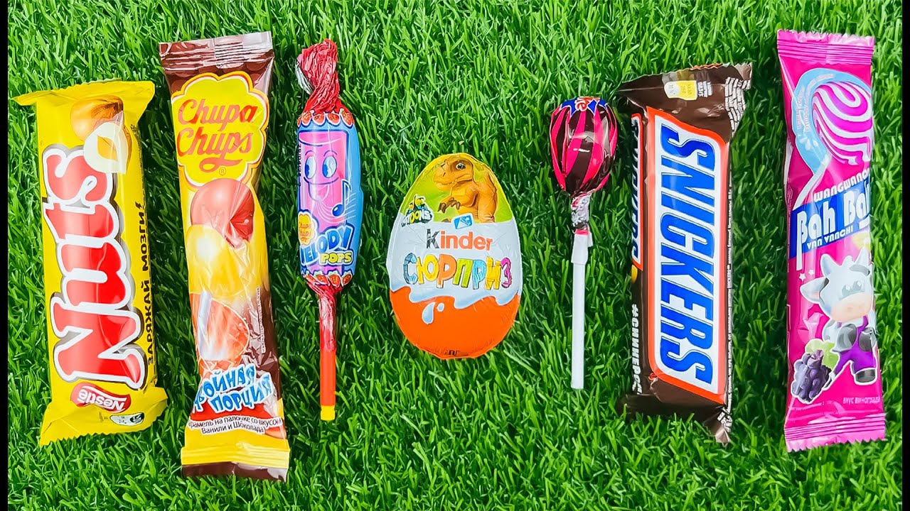 ASMR Most Popular Candys / some lots of colorful rainbow lollipop candy / unpacking chocolate eat