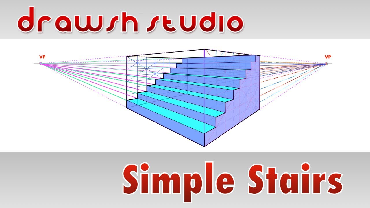 How to draw simple stairs in linear Perspective