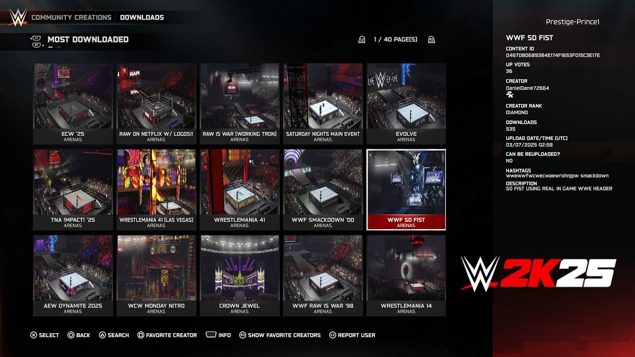 WWE 2K25 - How To Download And Play In A Custom Arena From Community Creations (PS5)