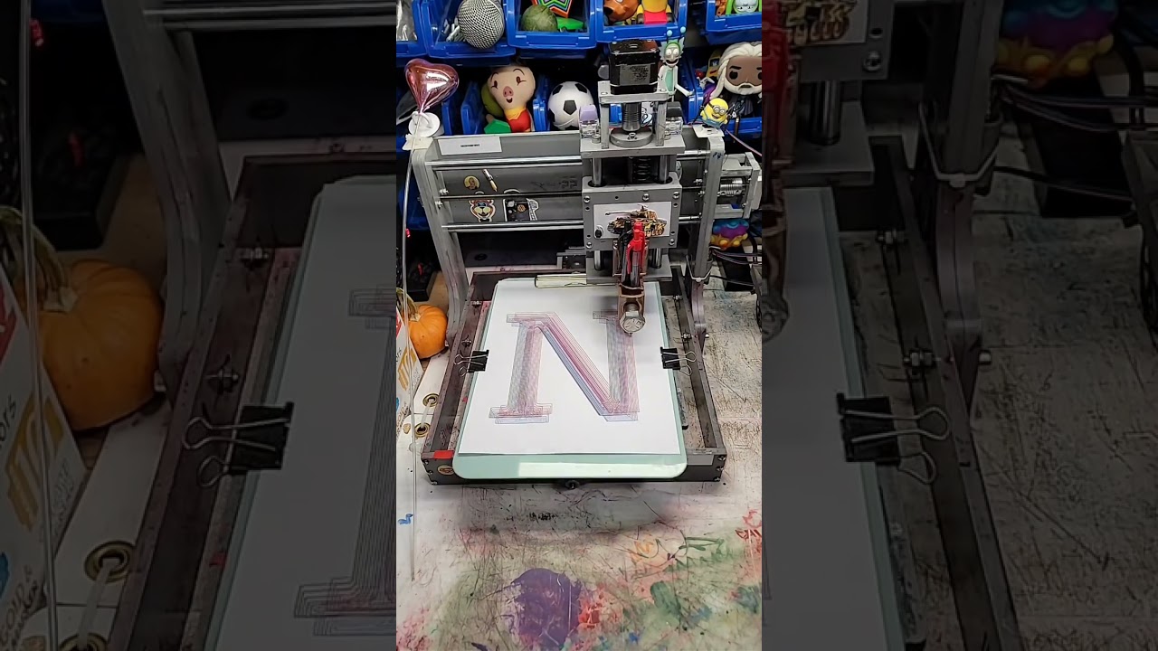 CNC Pen Plotter Extravaganza: Masterful UNM Art with Triple Pen Spectacle! 🖊️🔴🔵 #CreativeMachines
