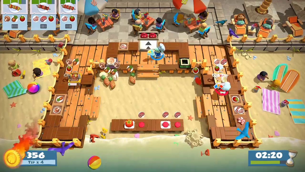 Overcooked 2 - Surf n Turf 2-1 :: 2 Players - Score: 1332