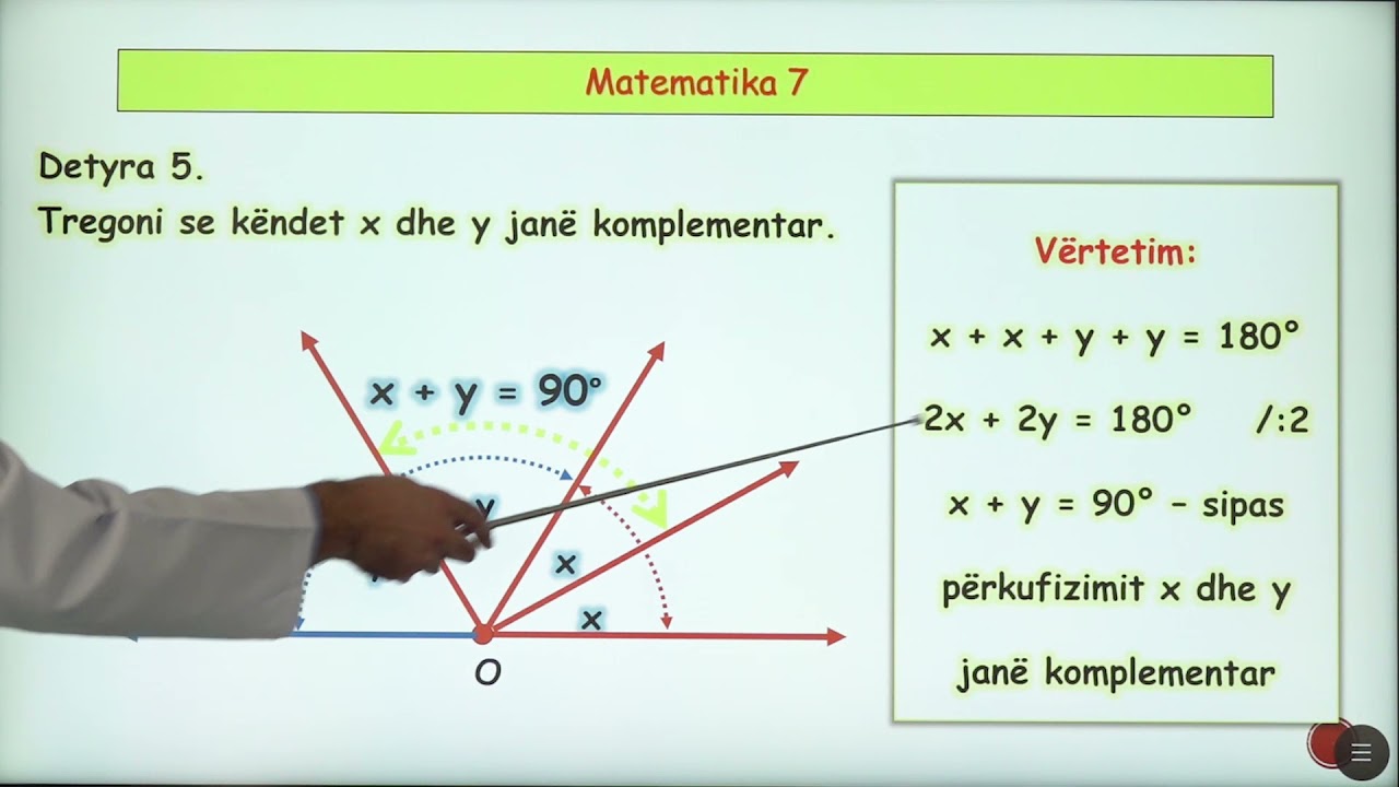 7 02 045 - Java e dymbëdhjetë - Matematikë - Këndet komplementare dhe suplementare U