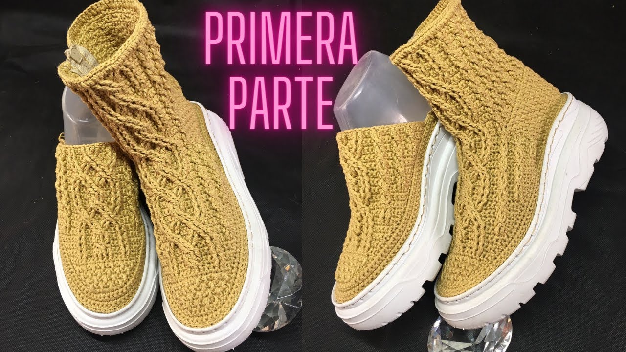 Botas tejidas a Crochet con trenzas➡️ explicado paso a paso - video 1