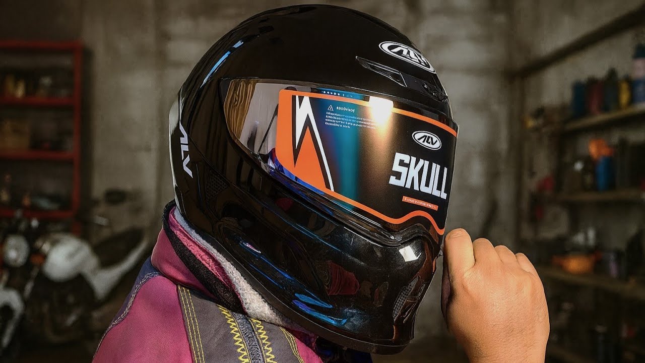 Unboxing Helm Mirip RUROC dari ALV SKULL BLACK XL dan Bongkar #reychanicmv