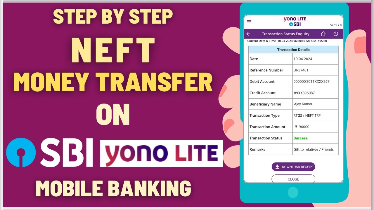 How To do NEFT Money Transfer on SBI YONO Lite Mobile Banking App - Step by Step