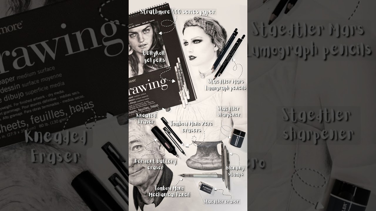 ALL THE DRAWING TOOLS YOU NEED | Christelle Bilodeau Portrait Artist  #portraitartist #art #drawing