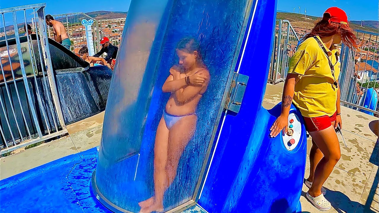 Waterslides at Oasis Waterpark in Alaçatı, Çeşme, Türkiye