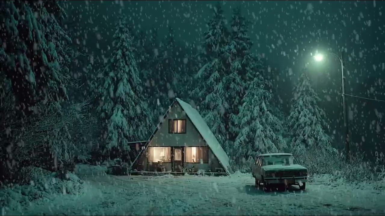 Winter Night Air Thick with Snow and Distant Wind Through the Trees | Relaxing Cold Atmosphere