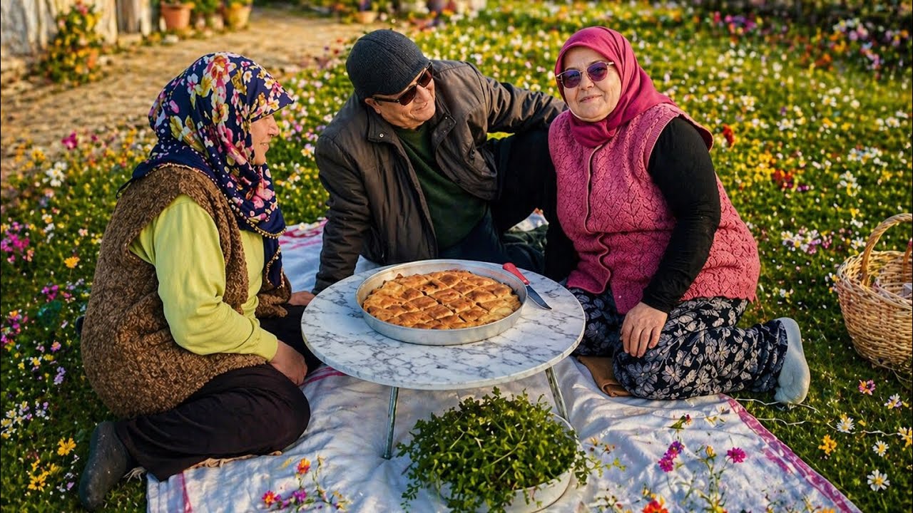 MART AYINDA BAHÇEDE  BİZ OT TOPLAYIP BÖREK YAPTIK 