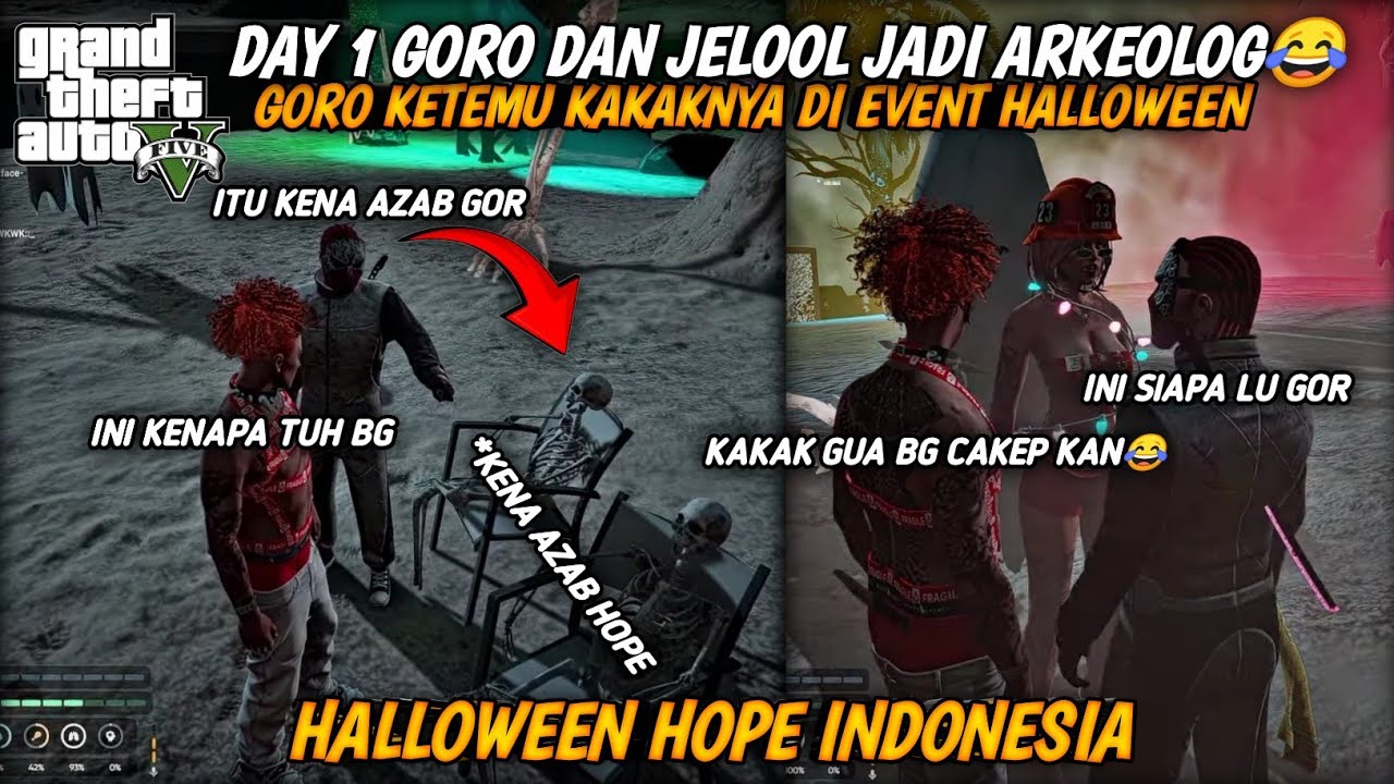 KETIKA GORO JADI ARKEOLOG BERSAMA JELOOL😂,GORO KETEMU KAKAKNYA DI EVENT HALLOWEEN - GTA 5 ROLEPLAY 
