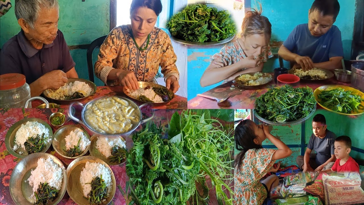 Organic Niguro Ko Sabji Isqush Ko Munta Organic Khana Family Ko Sath Ma Wow Jhalmuri Khadai 