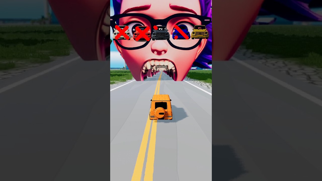 Mercedes G Wagon vs Giant Girl Head! 💥😱 #shorts #beamngdrive #cars #crashdrive #beamng #automobile
