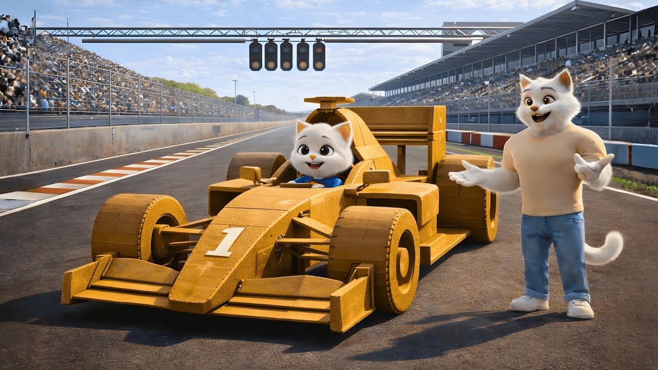 This Cat Dad Built an F1 Car from Cardboard for His Son— What Happens Next Is Amazing | AI Cat Story