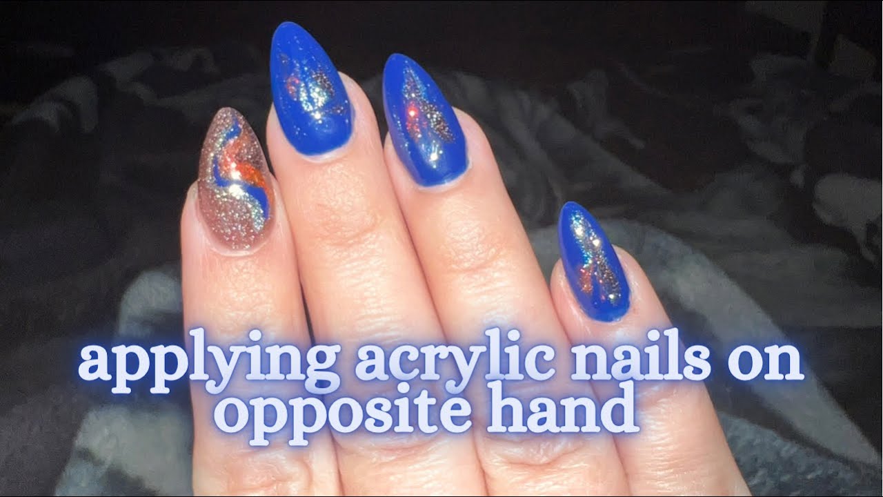 Watch me apply acrylic nails on opposite hand (non dominant hand)