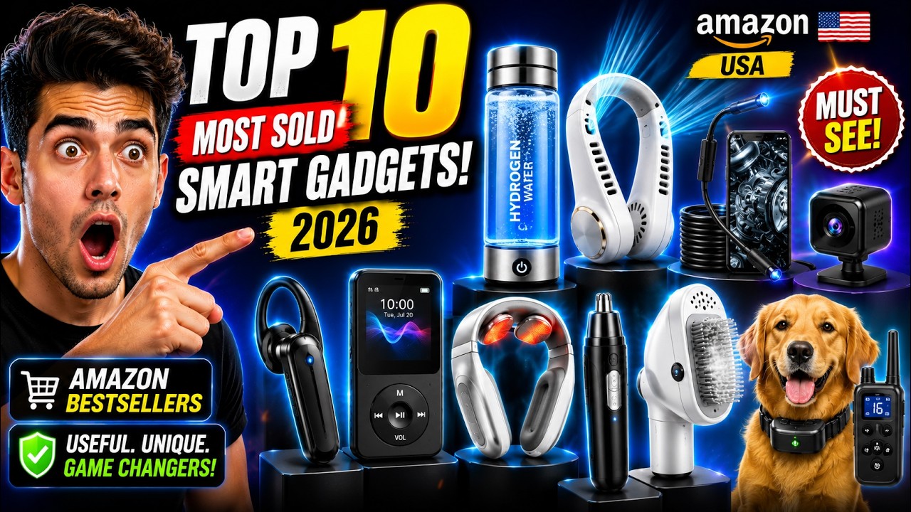 Top10 Most SOLD Smart Gadgets 2026 Amazon USA Neck Fan Hydrogen Water Bottle, Spy Camera PET Groom