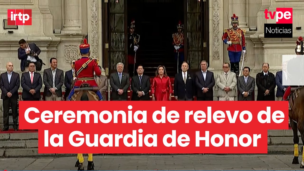 Presidenta Dina Boluarte encabeza ceremonia de relevo de la Guardia de Honor en Palacio de Gobierno