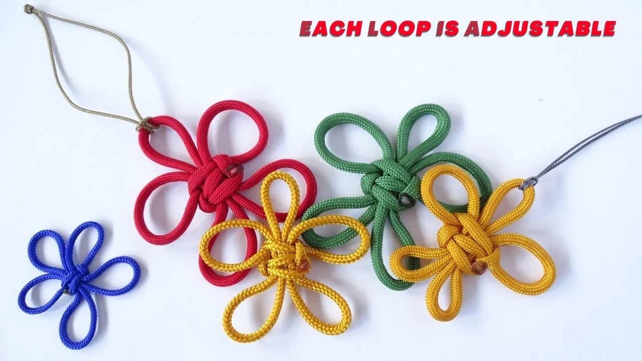 The Simplest Paracord Star Knot You Can Make - DIY 5 ADJUSTABLE Loops Decorative Knot Tree Ornament