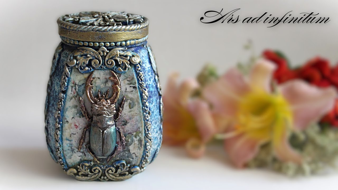 Decoupage. Decorating a glass jar. / Zdobienie szklanego słoika. Tutorial.