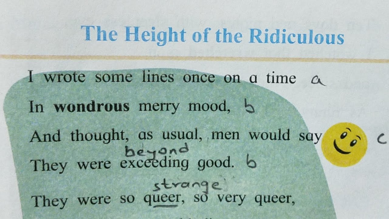 The Height Of The Ridiculous Class 10 Oliver Wendell Holmes 10th std English kumarbharti SSC Hindi