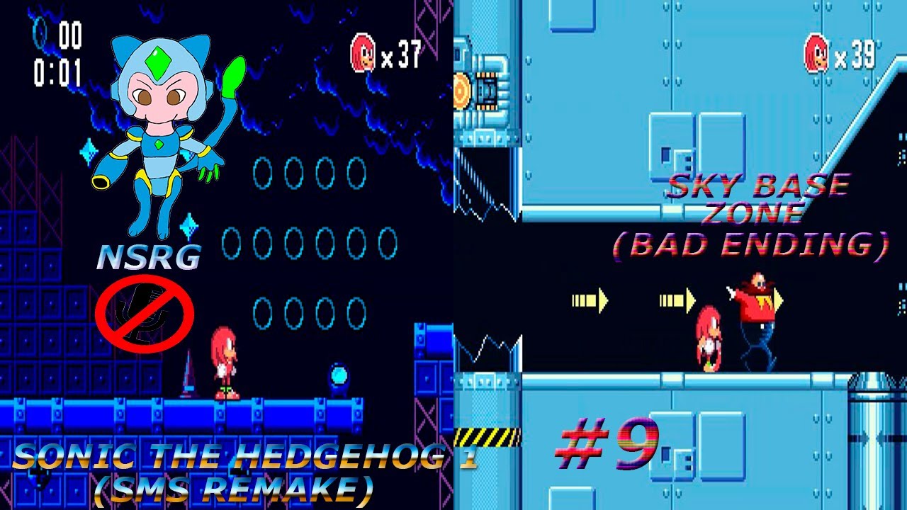 9-Sonic The Hedgehog 1 (SMS Remake)(Sky Base Zone)(Ruta Final Malo/Bad Ending Route)(Knuckles)