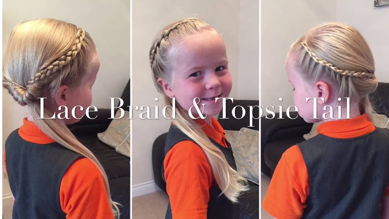 Lace Dutch Braid & Topsie Tail hair tutorial by Two Little Girls Hairstyles